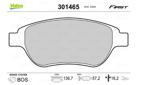 Jeu de 4 plaquettes de frein avant VALEO - 301465